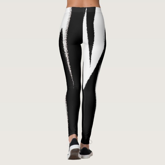 Funky Abstrakt Art Black White Leggings (Baksida)