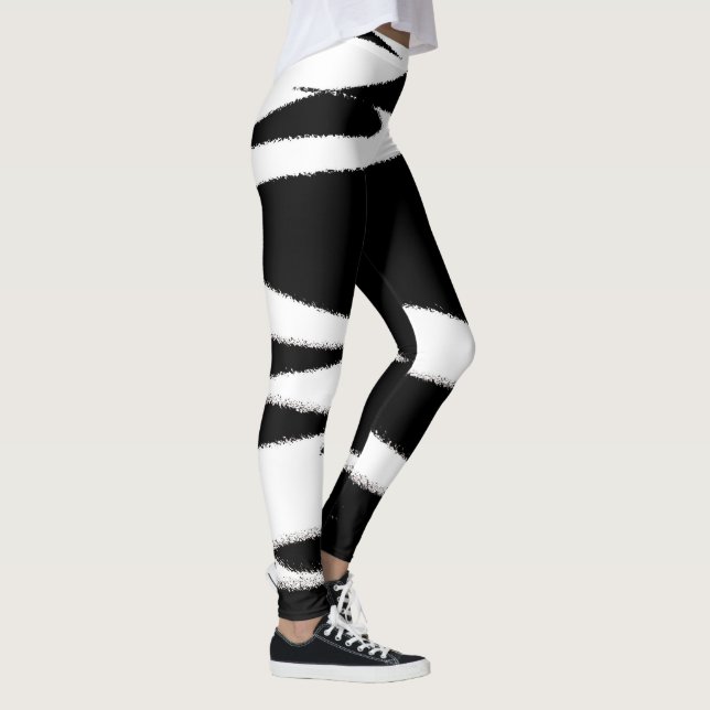 Funky Abstrakt Art Black White Leggings (Höger)
