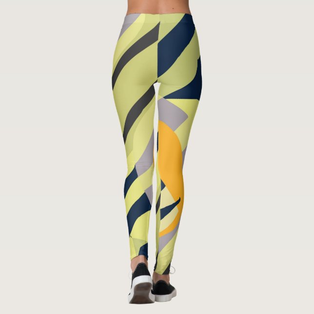 Funky Abstrakt Art Blek Pastel Charcol Gult Leggings (Baksida)