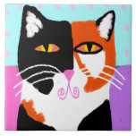 Funky Abstrakt Art Calico Cat Kakelplatta<br><div class="desc">Min funky-abstrakt-digitala kalicokattmålning gör den här keramiska plattan till en ren gåva till kattälskare!</div>