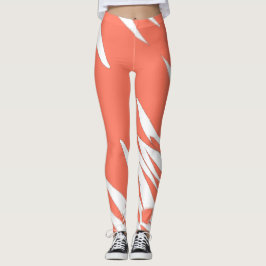 Funky Abstrakt Art Coral White Leggings