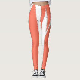 Funky Abstrakt Art Coral White Leggings
