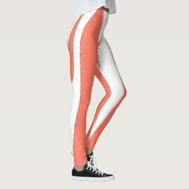 Funky Abstrakt Art Coral White Leggings (Höger)