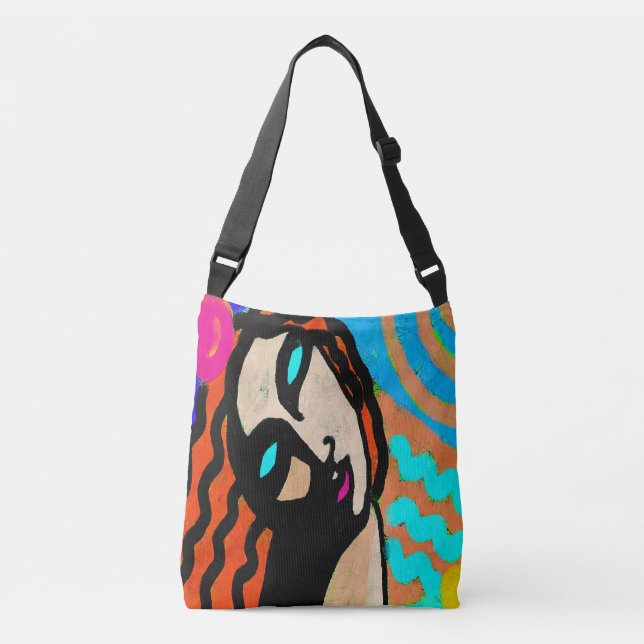 Funky Abstrakt Art Crossbody Axelväska (Framsida)