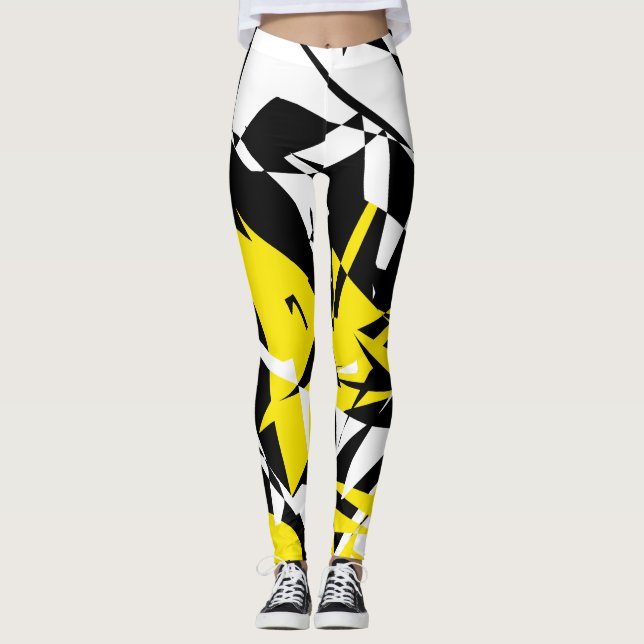 Funky Abstrakt Art Geometry Leggings (Framsida)