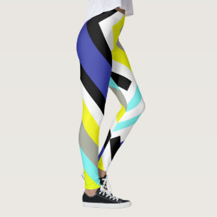 Funky Abstrakt Art Gult Blåpastelltema Leggings