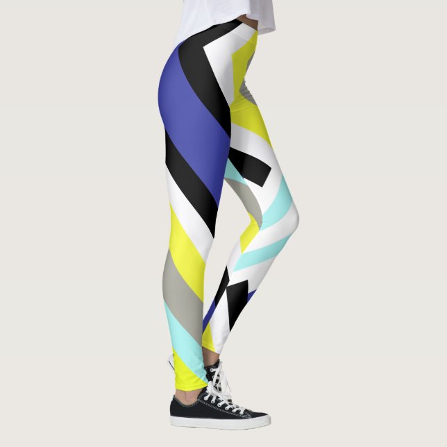 Funky Abstrakt Art Gult Blåpastelltema  Leggings (Höger)