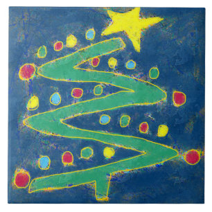 Funky Abstrakt Art Julgran Kakelplatta