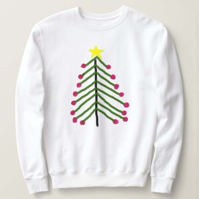 Funky Abstrakt Art Julgran Sweatshirt T Shirt (Design framsida)