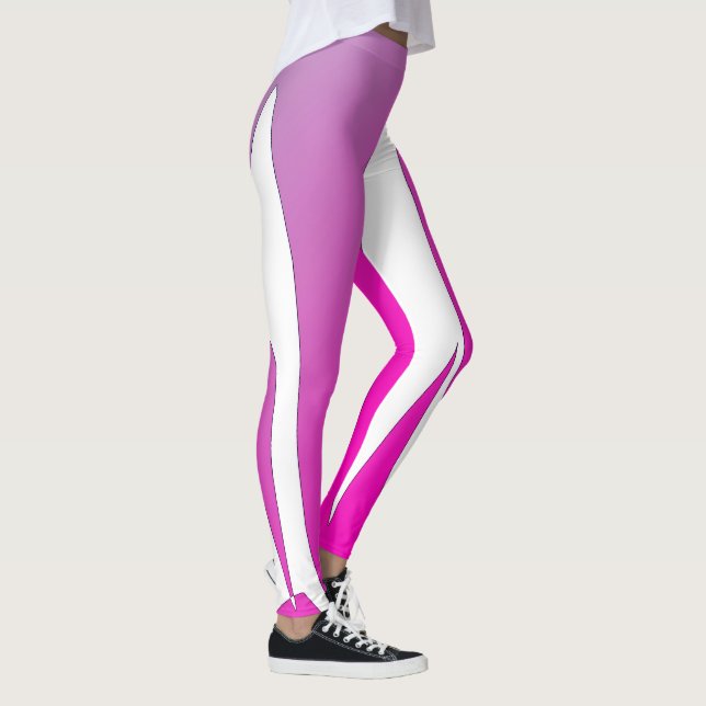 Funky Abstrakt Art Lila Rosa White Leggings (Höger)