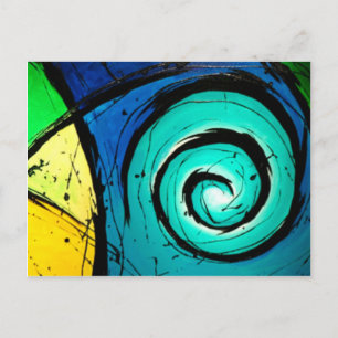 Funky Abstrakt Art-målning för Bright Swirls Vykort