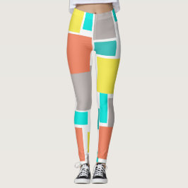 Funky Abstrakt Art Pastel Turcos Gult Leggings