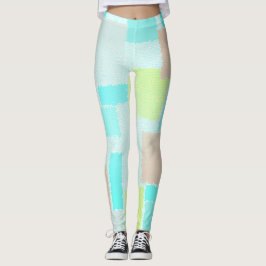 Funky Abstrakt Art Pastel Turcos Gult Leggings