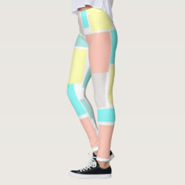 Funky Abstrakt Art Pastel Turcos Gult Leggings