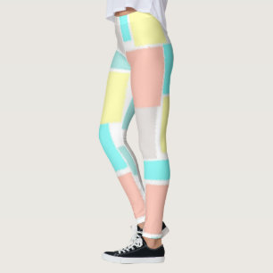 Funky Abstrakt Art Pastel Turcos Gult Leggings