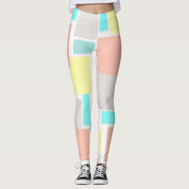 Funky Abstrakt Art Pastel Turcos Gult Leggings