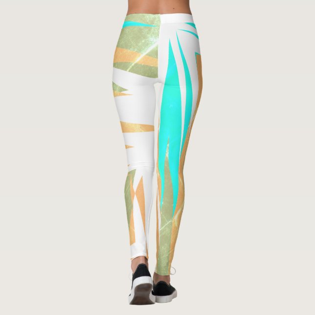 Funky Abstrakt Art Pastel Turcos White Leggings (Baksida)