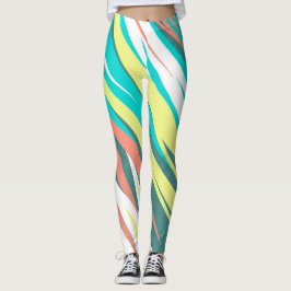 Funky Abstrakt Art Pastel Turcos White Leggings
