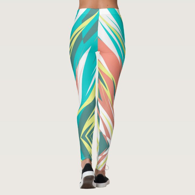 Funky Abstrakt Art Pastel Turcos White Leggings (Baksida)