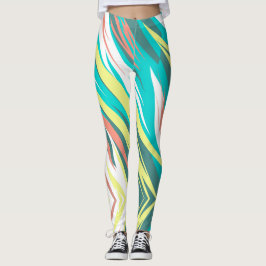 Funky Abstrakt Art Pastel Turcos White Leggings