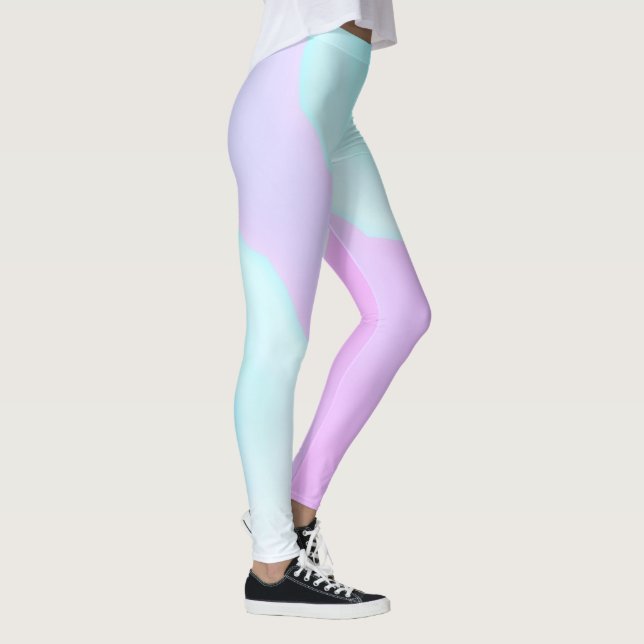 Funky Abstrakt Art Rosa Turquise Pastel Theme Leggings (Höger)