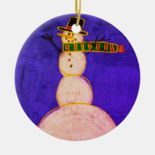 Funky Abstrakt Art Snögubbe Julgransprydnad Keramik