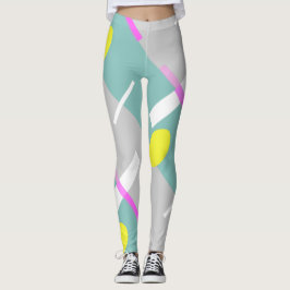 Funky Abstrakt Art Turkos Rosa Pastel Themme Leggings