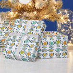 Funky Abstrakt Circles Retro Mid Century Presentpapper<br><div class="desc">Lägg till en roligt till din helgdag ge med den här funkyns halvsekelslapp papper. Den har turkos klara och feta färg,  två skuggor orange,  avokado grönt,  tan och blått.</div>