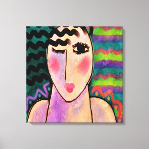 Funky Abstrakt Digital Painting of a Women Canvastryck