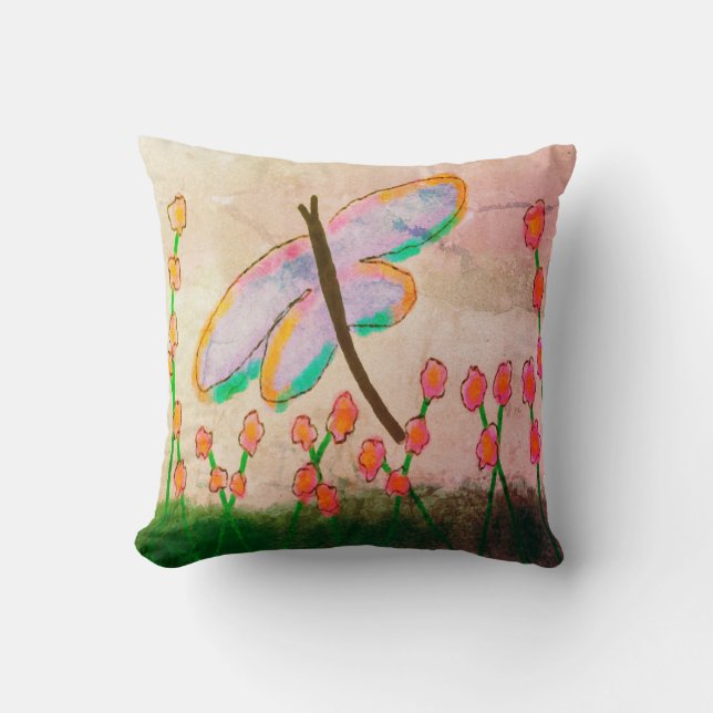 Funky Abstrakt Dragonfly Art Kudde (Framsida)