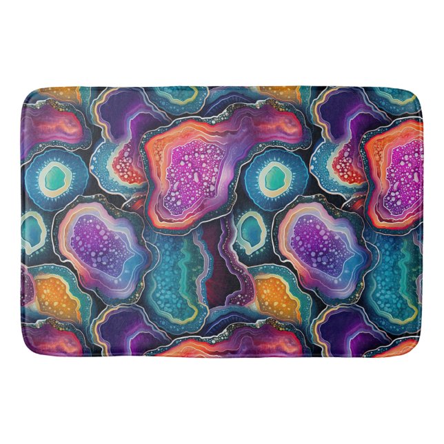 Funky Abstrakt Färgfull Mönster Bathroom Badrumsmatta (Framsidan)