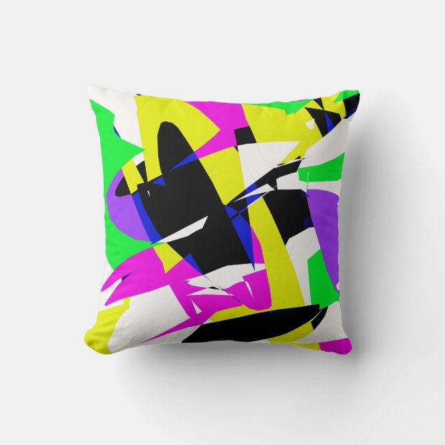 Funky Abstrakt Färgfull Mönster Pillow Cushion Kudde (Framsida)