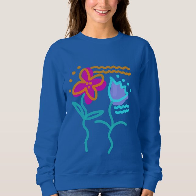 Funky Abstrakt Flowers Art till Bära T Shirt (Framsida)