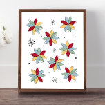 Funky Abstrakt Flowers Mid Century Modern Poster<br><div class="desc">Den här funkyns blomma mitt århundrade poster blommor i abstrakten rött,  blått,  gult och grönt tillsammans med stjärnor och punkter. Det kommer att lägga till det POP du vill ha på väggen!</div>