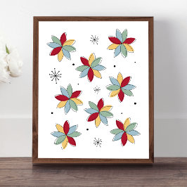 Funky Abstrakt Flowers Mid Century Modern Poster