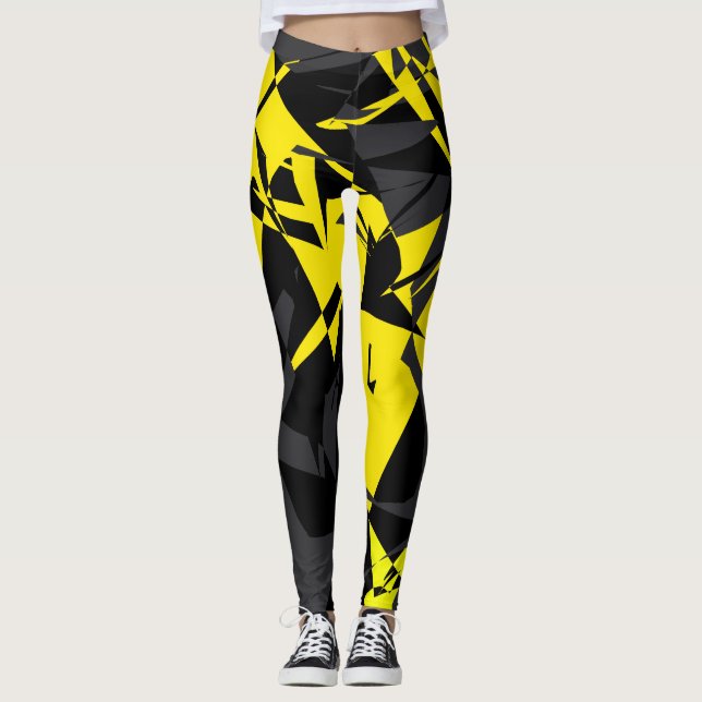 Funky Abstrakt Geometrisk Konst Leggings (Framsida)