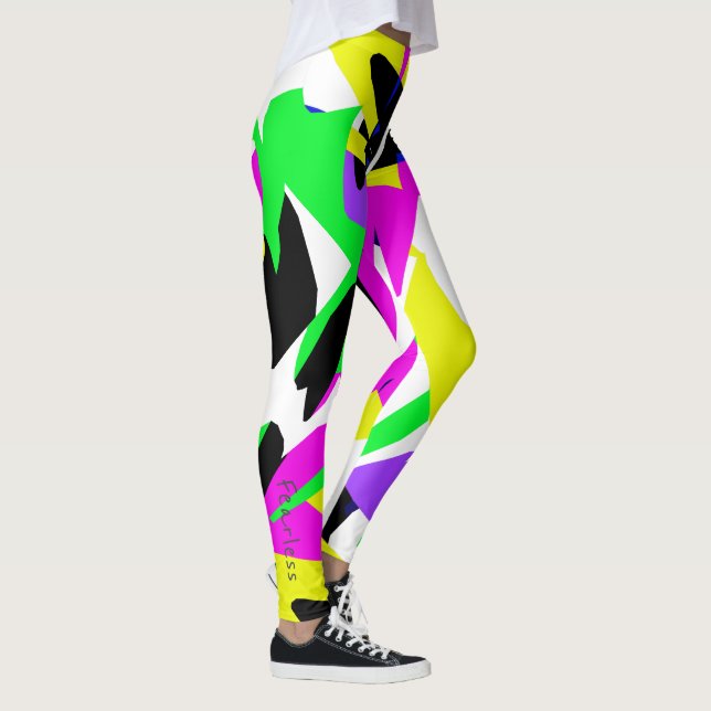 Funky Abstrakt Geometrisk Konst Oförvägna Leggings (Höger)