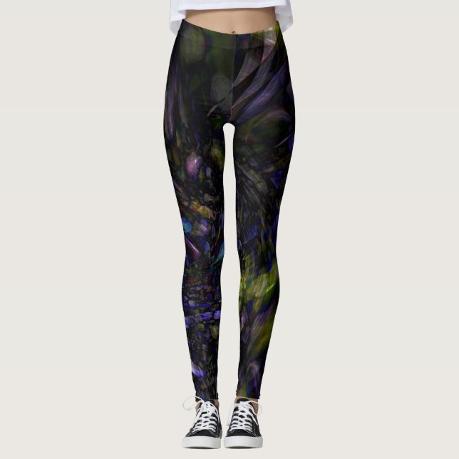 Funky Abstrakt Glas Konst Färg Stänk Modern Glam Leggings (Framsida)