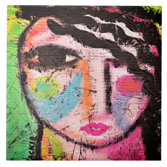 Funky Abstrakt Porträtt om OSB-skivor Kakelplatta (Framsidan)