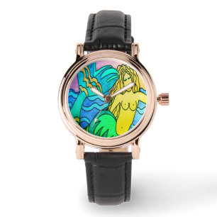 Funky Abstrakt Sjöjungfru Art till Bära Armbandsur
