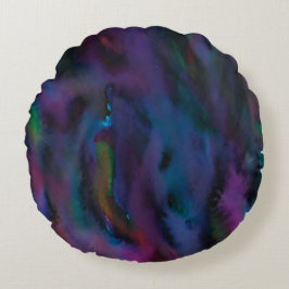 Funky abstrakt smokey lila vatten färg rund kudde