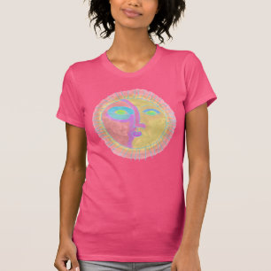 Funky Abstrakt Sol Ansikte Wearable Art T Shirt