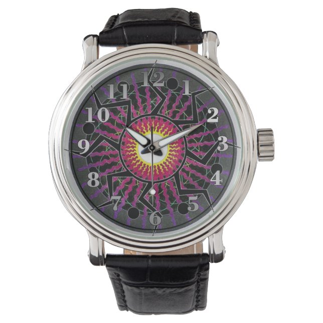 Funky Abstrakt Sol Rays Wrist Watch Armbandsur (Framsida)
