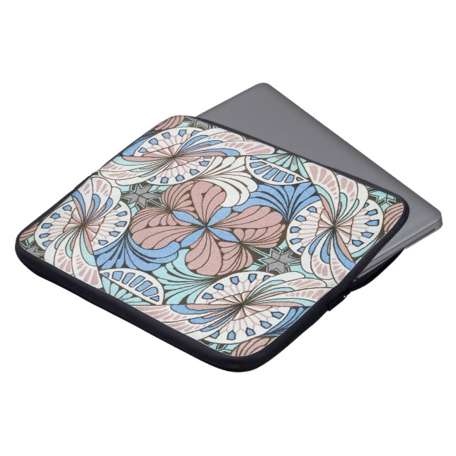 funky abstrakt virvelmönster laptop fodral (Framsida topp)