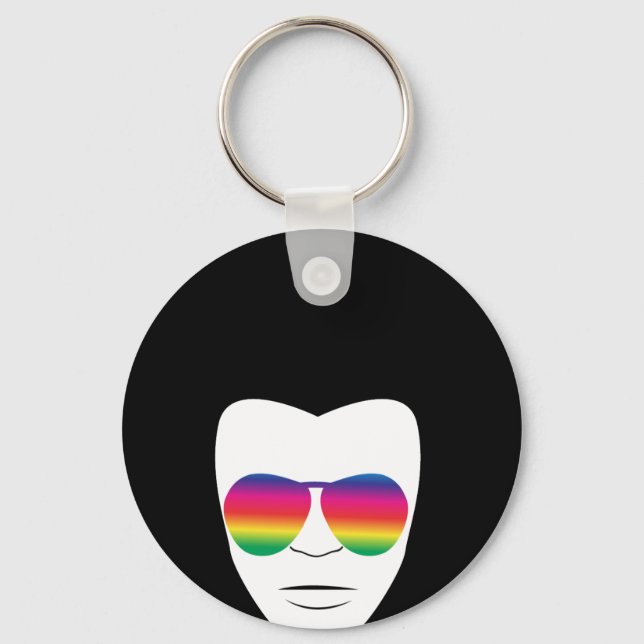 Funky Afro Hair Boy Keychain Nyckelring (Framsida)