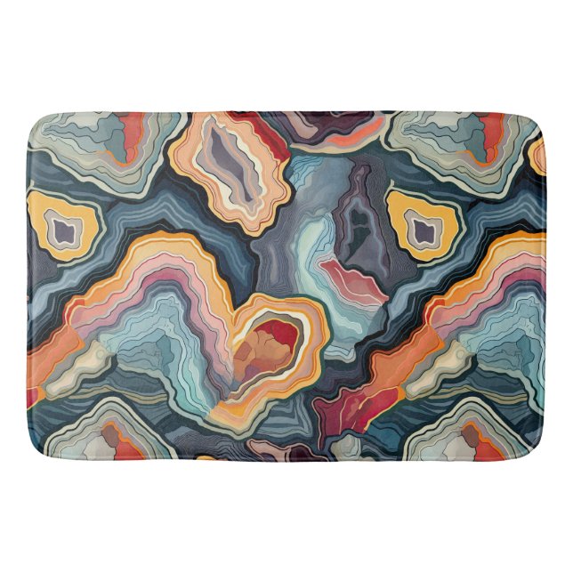 Funky Agate Geode Abstrakt Mönster Bathroom Badrumsmatta (Framsidan)