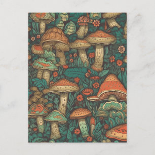 Funky AI genererade Mushroom Mönster Vykort