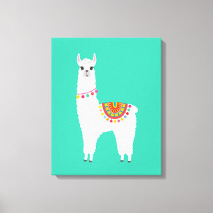 Funky Alaca llama drama, söt djur Canvastryck
