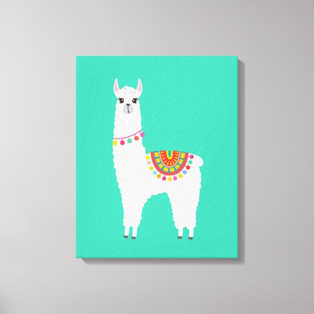 Funky Alaca llama drama, söt djur Canvastryck (Framsida)