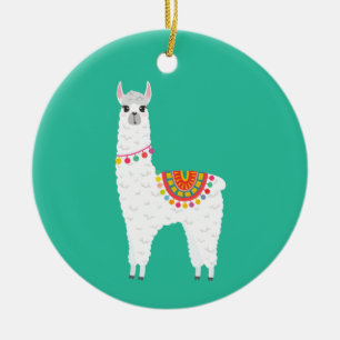 Funky Alaca llama drama, söt djur Julgransprydnad Keramik